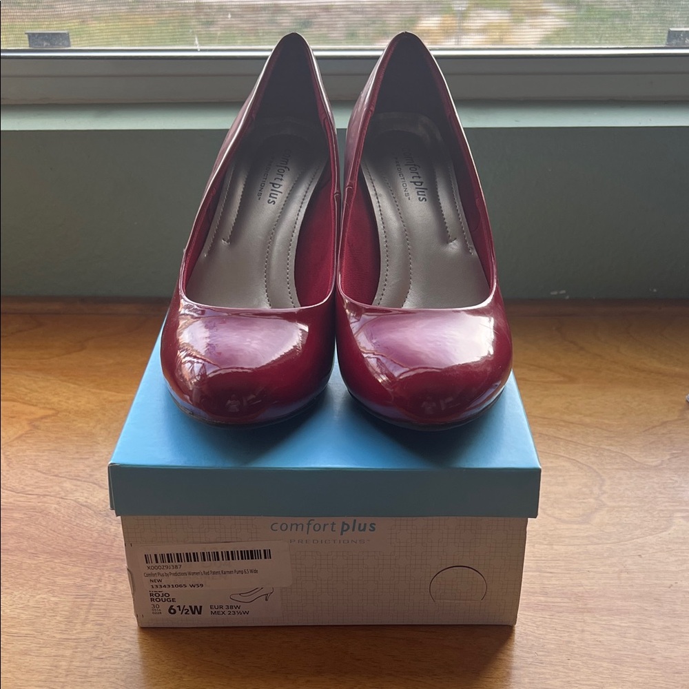 Comfort Plus by Predictions Women's Glossy Red Heels. 6 1/2 wide